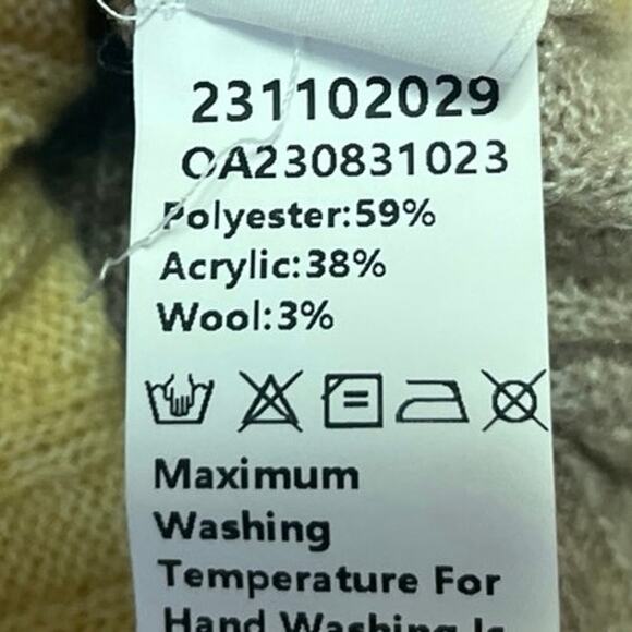 Commense Beige Yellow Wool Ombre Off The Shoulder Knit Long Sleeve Sweater Top S - Picture 7 of 7